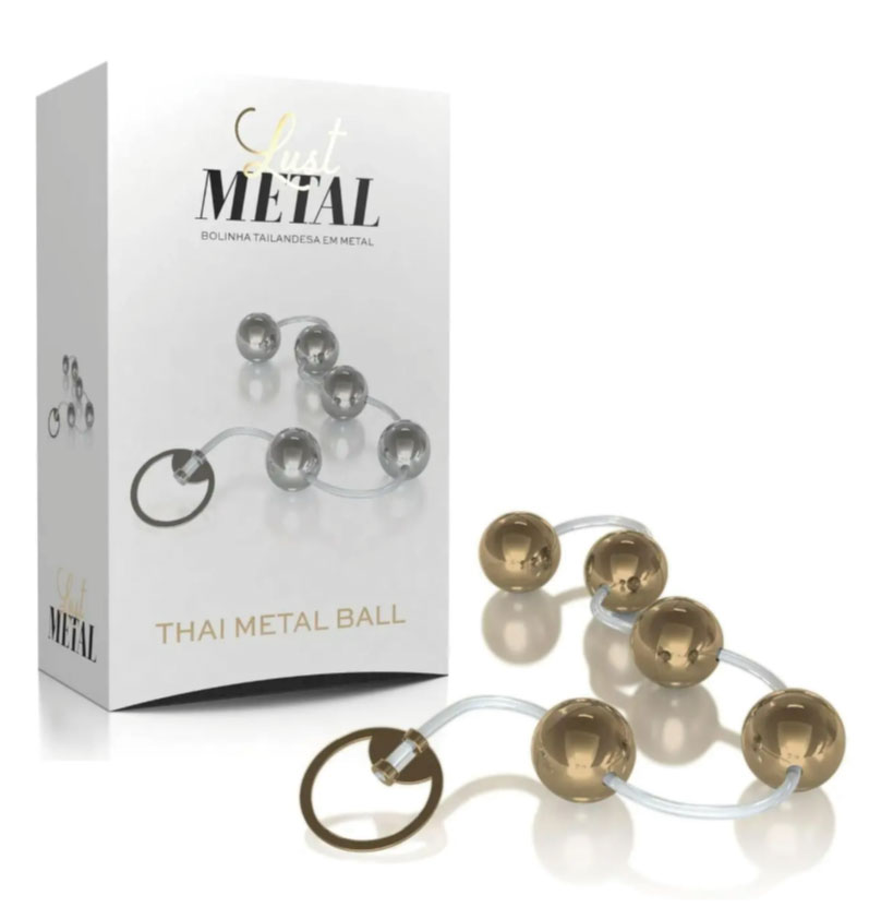 Cordão Tailandesa Lust Metal 5 Esferas Thai Metal Ball Dourada