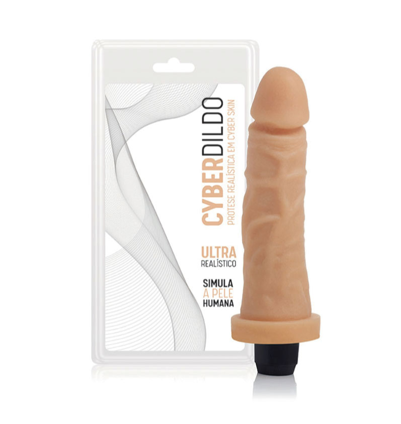 Prótese em Cyber Skin  - 17x3,5 cm com Vibrador Multivelocidade a Prova d´água