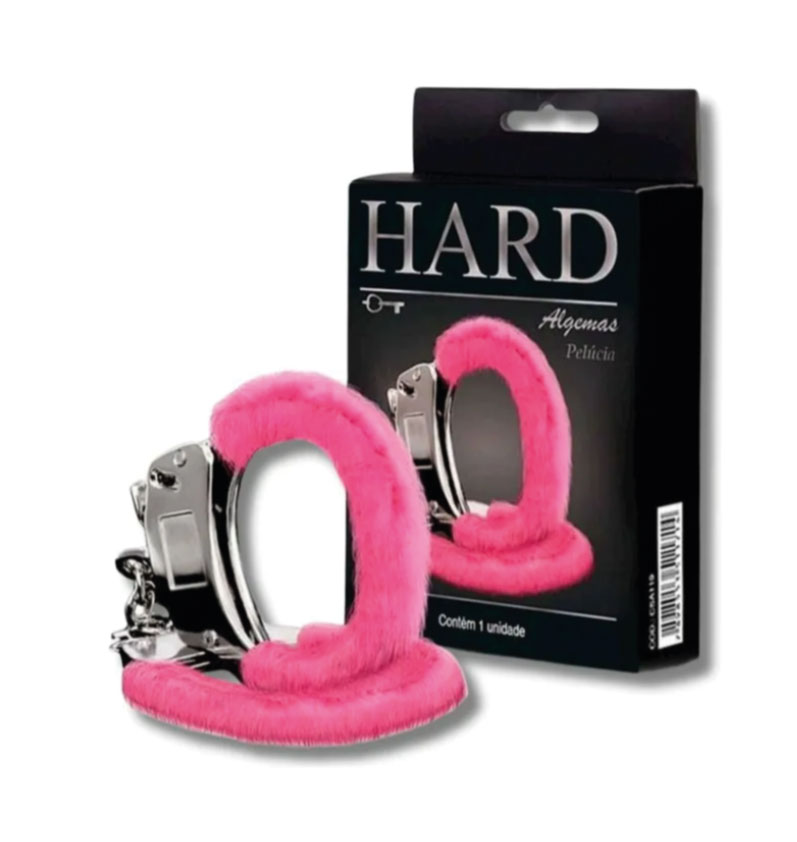 Algema De Metal Com Pelúcia Rosa