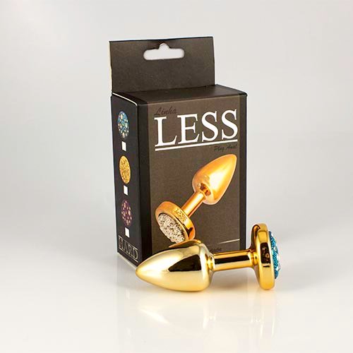 Plug LESS P (ABS) Dourado Com Pedra Cravejada Azul