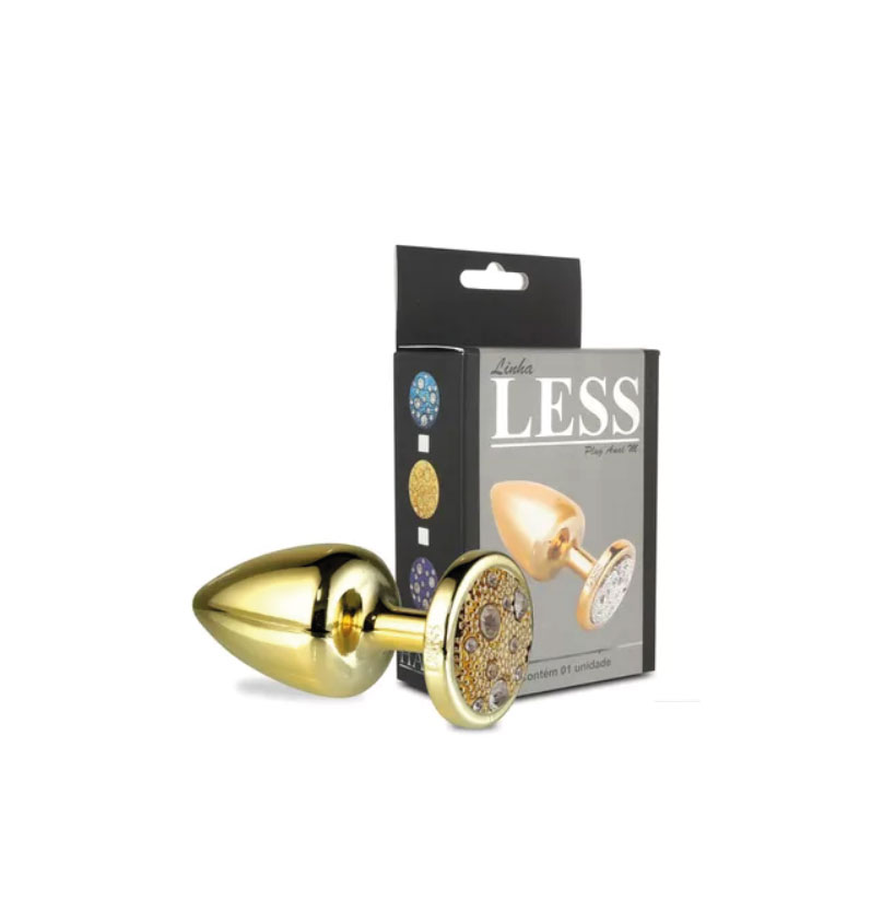 Plug LESS P (ABS) Dourado Com Pedra Cravejada Dourada