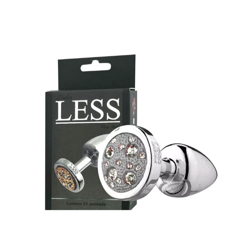 Plug LESS M (ABS) Cromado Com Pedra Cravejada Prata