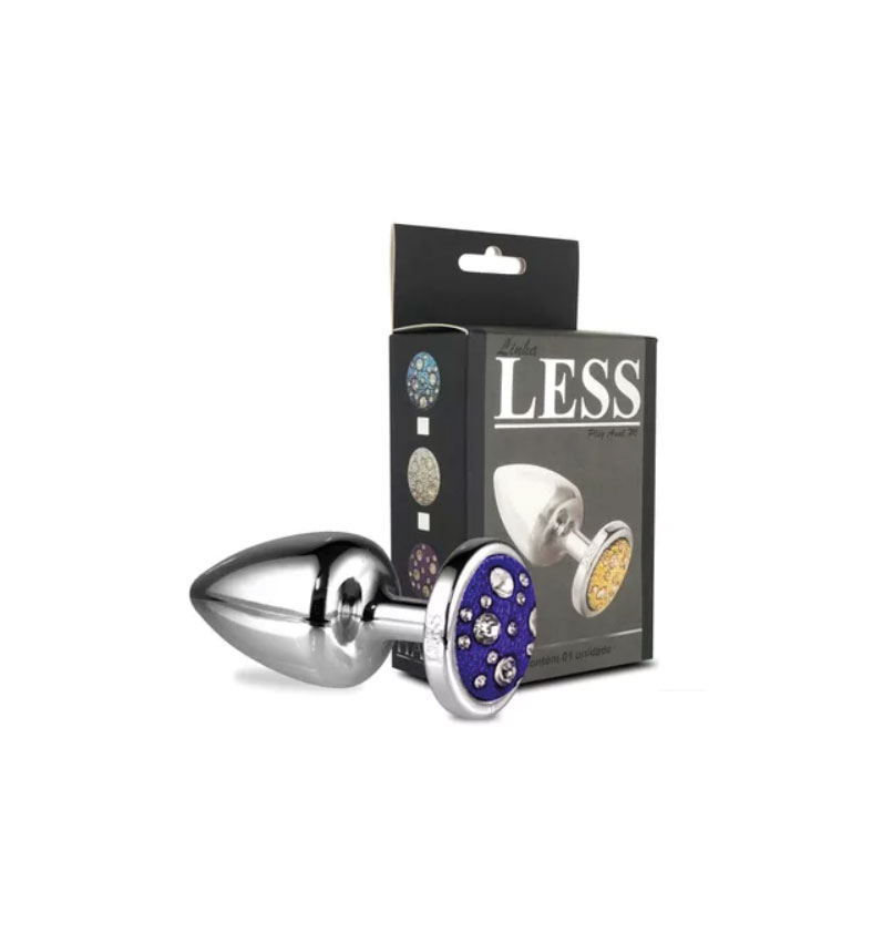 Plug LESS M (ABS) Cromado Com Pedra Cravejada Lilás