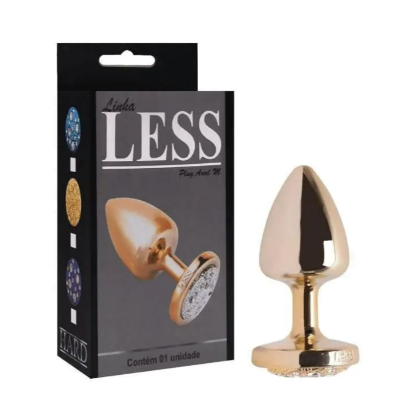 Plug LESS M (ABS) Dourado Com Pedra Cravejada Dourada