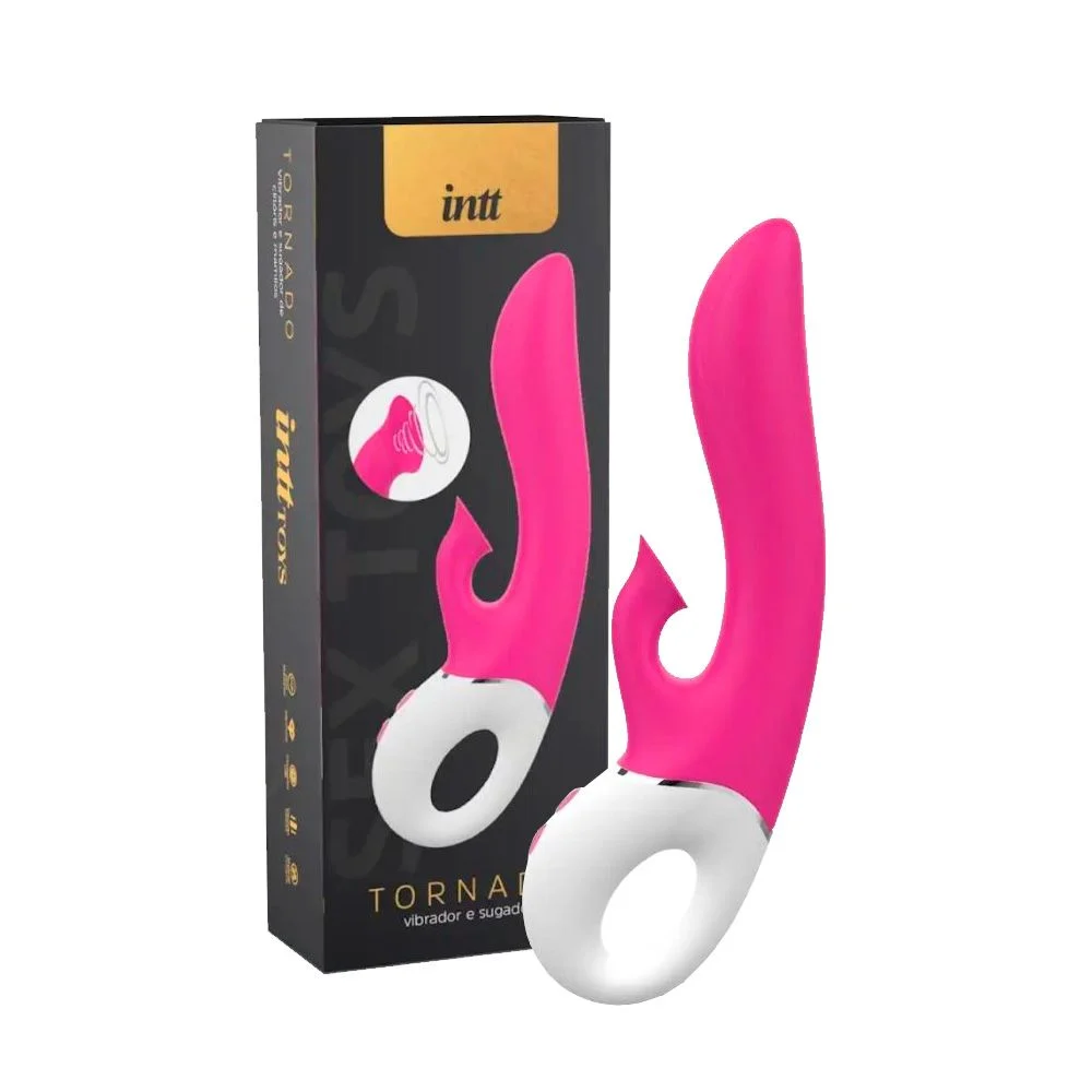 Tornado Intt Rosa Vibrador 2 Em 1 Com Sugador De Clitóris E Parte Penetrável