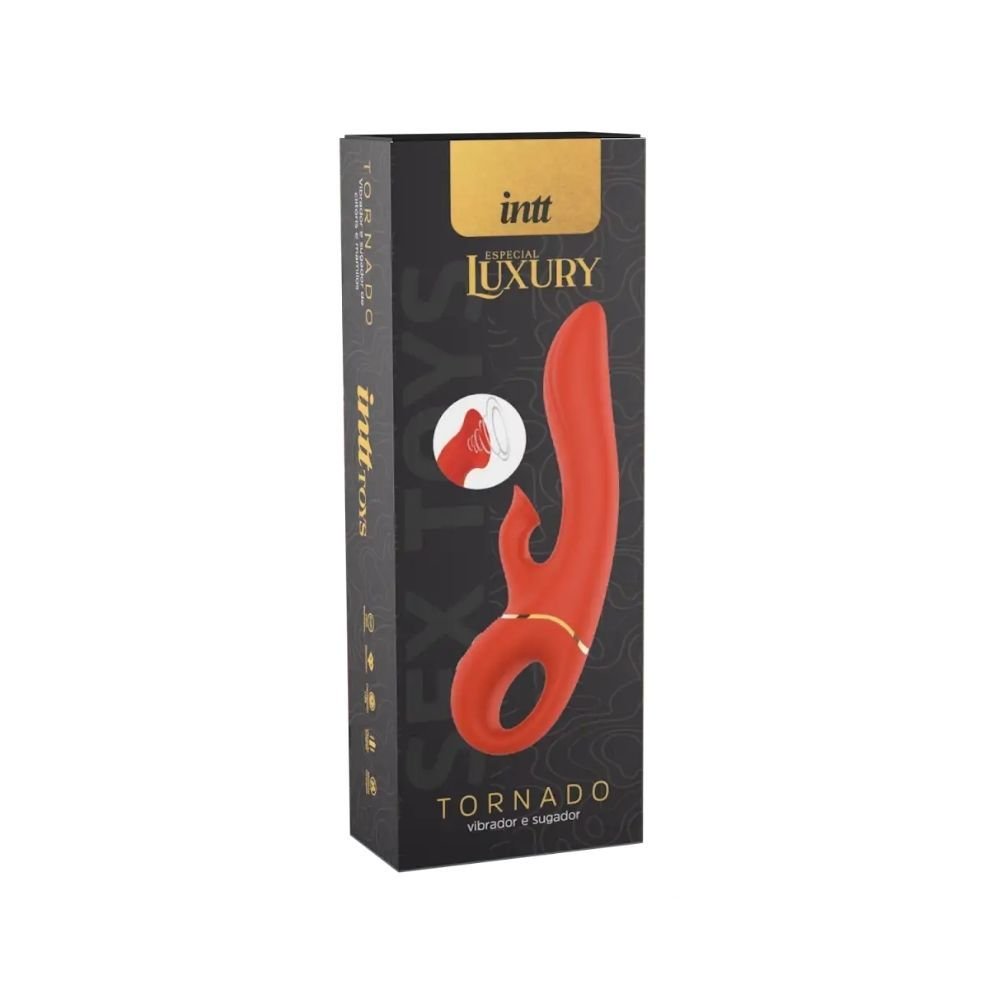 Vibrador Tornado Vermelho Luxury 2 Em 1 Com Sugador De Clitóris E Parte Penetrável