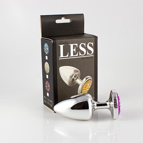 Plug LESS M (ABS) Cromado Com Pedra Cravejada Lilás