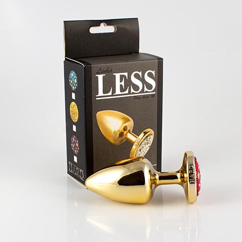 Plug LESS M (ABS) Dourado Com Pedra Cravejada Vermelha