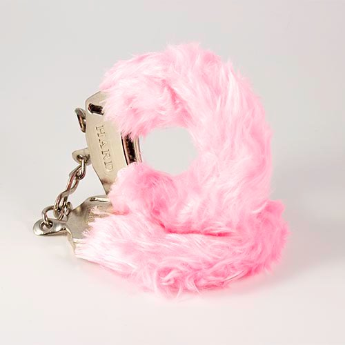 Algema De Metal Com Pelúcia Rosa