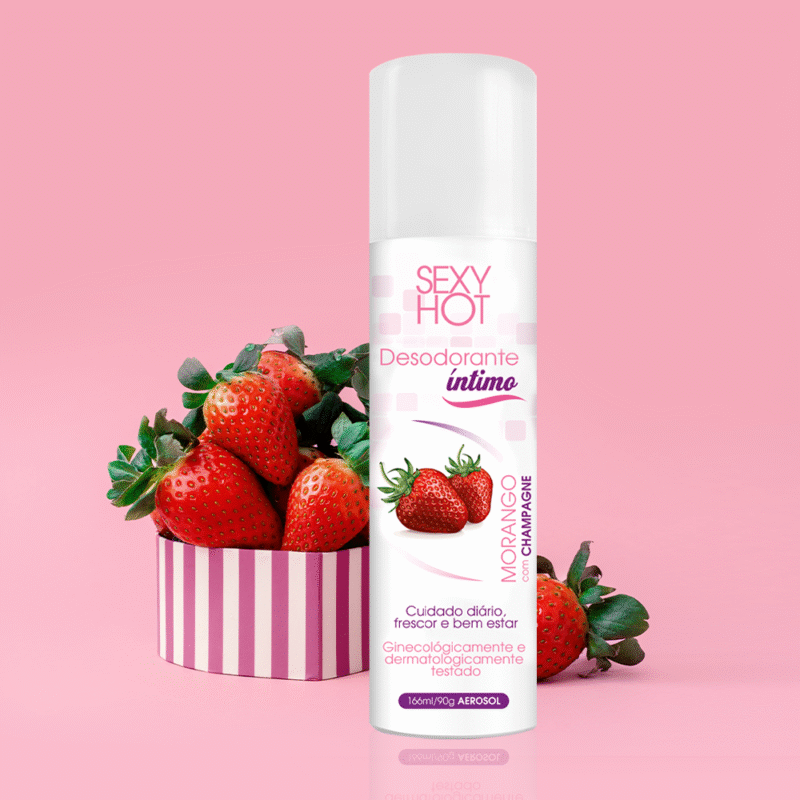 Desodorante Íntimo Aerosol 166ml - Morango com Champagne- Sexy Hot - Imagem 3